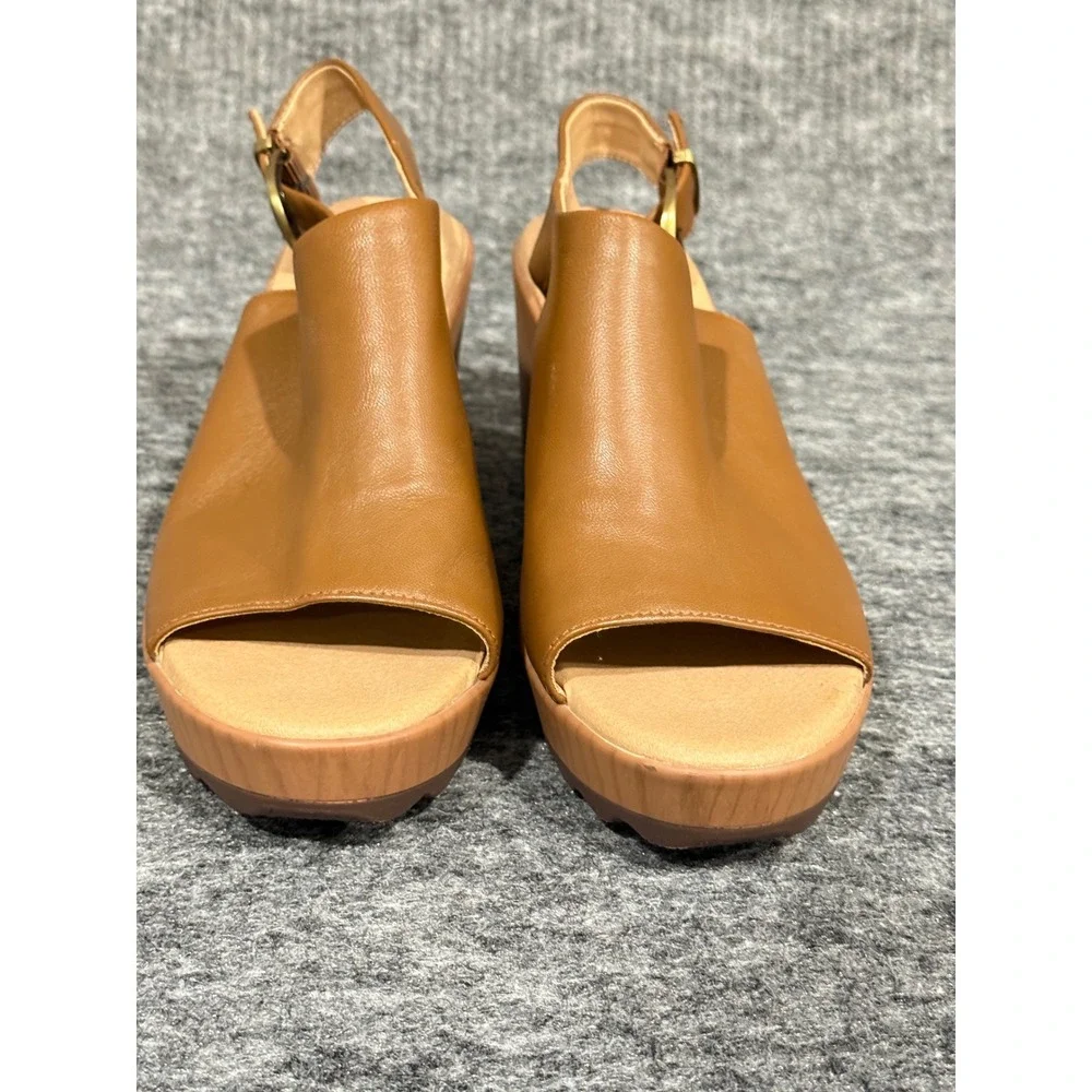 Dr. Scholl's Original Collection Wind Down Brown Leather Platform Sandals 9M